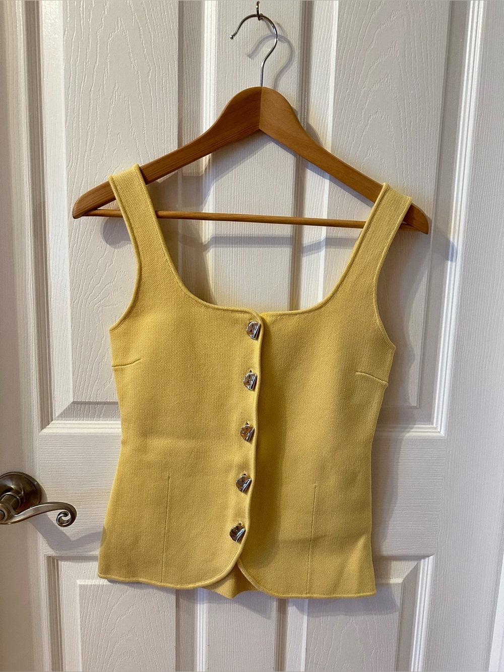 Zara Yellow Button-Front Tank Top